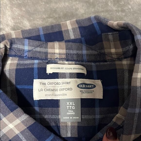 Old Navy Blue Plaid Men's Shirt - Picture 2 of 5